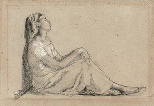 Fiatal fekete nő ül, 1855-7 alkotó: Camille Jacob Pissarro