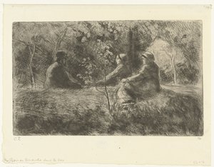 Zondagse rust in het bos Vasárnapi pihenő az erdőben alkotó: Camille Jacob Pissarro