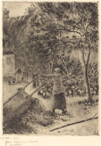 Egy nő kiüríti a talicskát alkotó: Camille Pissarro