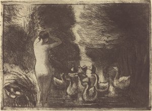 Fürdőzők libákkal, 1895. alkotó: Camille Pissarro