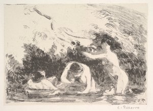 Fürdőzők az erdős partok árnyékában, 1894. alkotó: Camille Jacob Pissarro