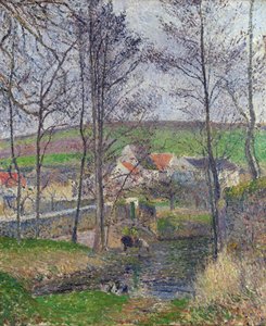A Viosne partja Osnyban, szürke idő, tél - Camille Pissarro (1830-1903) festménye A Viosne partja Osnyban szürke időben - Olaj, vászon 1883 National Gallery of Victoria, Melbourne 65,3x54,5 alkotó: Camille Pissarro