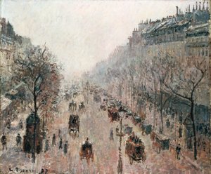 Boulevard Montmartre egy ködös napsütéses reggelen, 1897 alkotó: Camille Jacob Pissarro