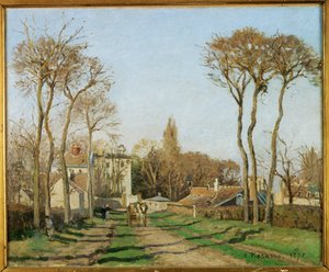 Voisins falu bejárata, Yvelines (olaj, vászon) alkotó: Camille Pissarro