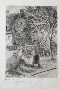 Talicskát ürítő nő, 1880 alkotó: Camille Pissarro