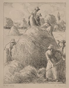 Eragny-i szénakészítők, 1896 körüli (litográfia) alkotó: Camille Pissarro