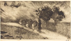 A tehenek terelése alkonyatkor alkotó: Camille Pissarro