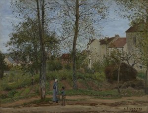 Házak Bougivalban (ősz) alkotó: Camille Pissarro