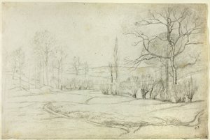 Táj Montfoucault-ban alkotó: Camille Pissarro