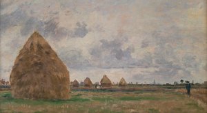 Táj szénakazalokkal alkotó: Camille Pissarro