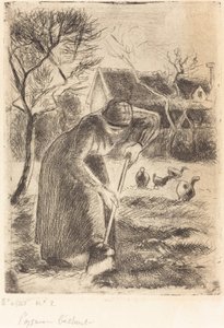 Parasztasszony ásó paraszti munkásság, 1890. alkotó: Camille Pissarro
