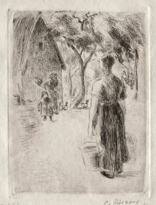 Vödröt cipelő parasztasszony alkotó: Camille Pissarro