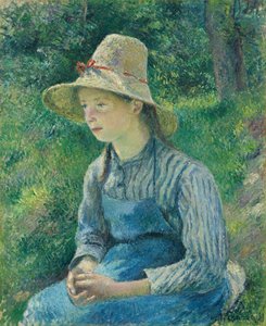 Szalmakalapos parasztlány, 1881. alkotó: Camille Pissarro