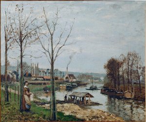Port-Marly, a mosóház (olaj, vászon) alkotó: Camille Pissarro