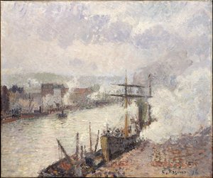 Gőzhajók a roueni kikötőben alkotó: Camille Pissarro