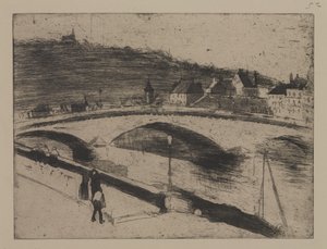 Kőhíd Rouenben alkotó: Camille Jacob Pissarro
