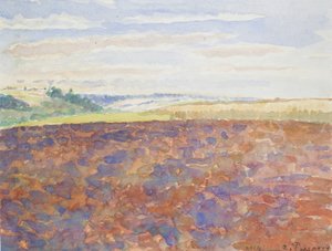 Egy felszántott mezős táj tanulmányozása, Eragny-sur-Epte, 1886-1890 alkotó: Camille Pissarro