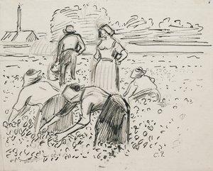 Tanulmány öt mezőn dolgozó parasztfiguráról, 1887 alkotó: Camille Pissarro