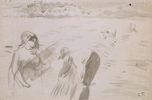 Tanulmány a Pontoise melletti szántóföldön dolgozó betakarítógépekről, 1882 alkotó: Camille Pissarro