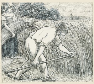 The Harvest, 1895 körül (toll és tinta, ólomfehér gouache papíron) alkotó: Camille Jacob Pissarro