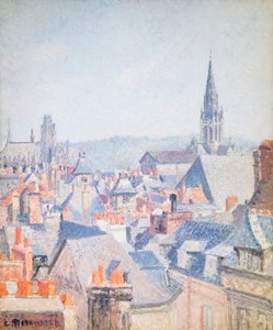 A régi Rouen háztetői, napfény alkotó: Camille Pissarro