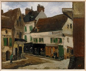 Une place a la Roche-Guyon - városi tér La Roche-Guyonban ... (festmény, vászon) alkotó: Camille Pissarro