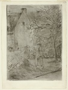Nő kiüríti a talicskát alkotó: Camille Pissarro