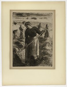Szénakészítő nő Éragnyban alkotó: Camille Pissarro