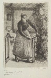 Nő a kapuban, 1889. alkotó: Camille Jacob Pissarro