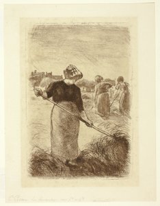 A szénát dobáló nők alkotó: Camille Pissarro