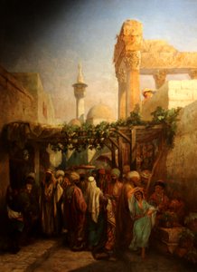 Sétálók a latakiehi Bacchus oszlopsor közelében. alkotó: Camille Rogier