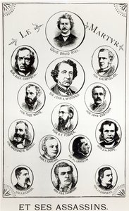 Louis Riel (1844-85) és bérgyilkosai, illusztráció a Le Gibet de Regina-ból, megjelent 1886