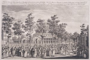 Kilátás a Rotundára, Ranelagh-házban, HRH, a walesi herceg születésnapját ünneplő bálon, 1751. május 24-én, metszett Parr alkotó: Canaleti