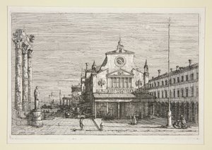 S. Giacomo Di Rialto képzeletbeli képe, a Vedute sorozatból (Nézetek) alkotó: Canaletto (Giovanni Antonio Canal)