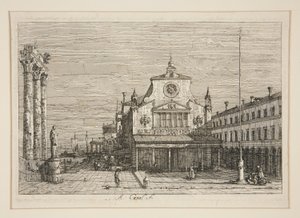 S. Giacomo di Rialto képzeletbeli képe, a Vedute sorozatból (Nézetek) alkotó: Canaletto (Giovanni Antonio Canal)