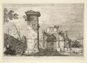 Táj romos emlékművekkel, a Vedute sorozatból (Nézetek) alkotó: Canaletto (Giovanni Antonio Canal)
