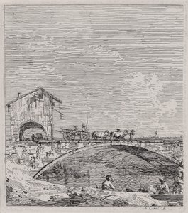 A hídon áthaladó kocsi, a Vedute sorozatból (Nézetek) alkotó: Canaletto (Giovanni Antonio Canal)