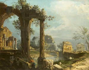 Canaletto - Capriccio romos kilátással 1742-44 alkotó: Canaletto