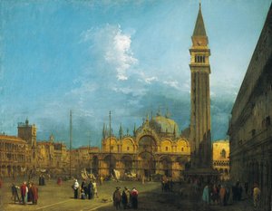 Canaletto - Piazza San Marco keletre, a Bazilika és a Campanile felé néz 1723-4 körül alkotó: Canaletto