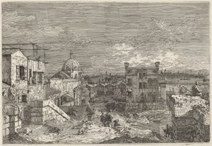 Képzeletbeli kilátás Velencére, 1741. alkotó: Canaletto
