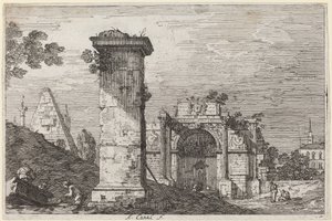 Táj romos műemlékekkel, c. 17351746. alkotó: Canaletto