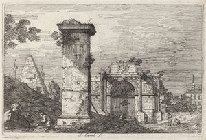 Táj romos műemlékekkel, c. 1740. alkotó: Canaletto