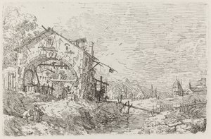 Táj egy nővel a kútnál [balra lent], c. 17351746. alkotó: Canaletto