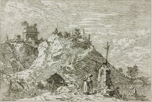 Táj a zarándokokkal az imádságnál, Vedute-ból alkotó: Canaletto