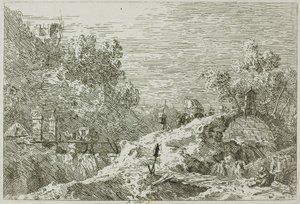 Hegyi táj öt híddal, Vedute-ból alkotó: Canaletto