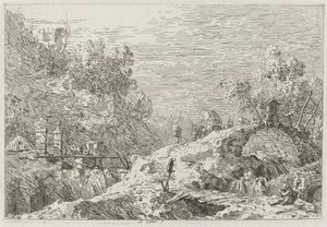 Hegyi táj öt híddal [jobbra lent], c. 17351746. alkotó: Canaletto