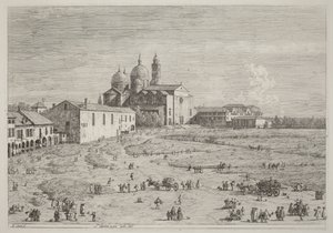 Santa Giustina a Prà della Valle téren alkotó: Canaletto