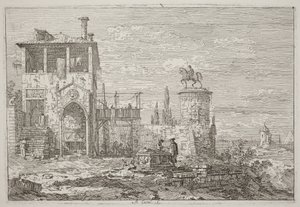 A lovas emlékmű [jobb felső sarok] alkotó: Canaletto