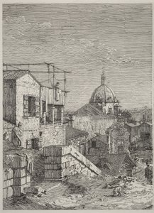 A ház a felirattal [balra] alkotó: Canaletto