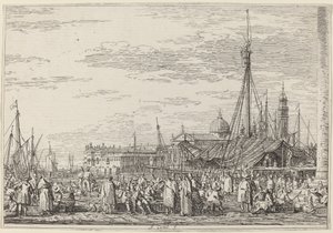 A piac a Molo-n alkotó: Canaletto